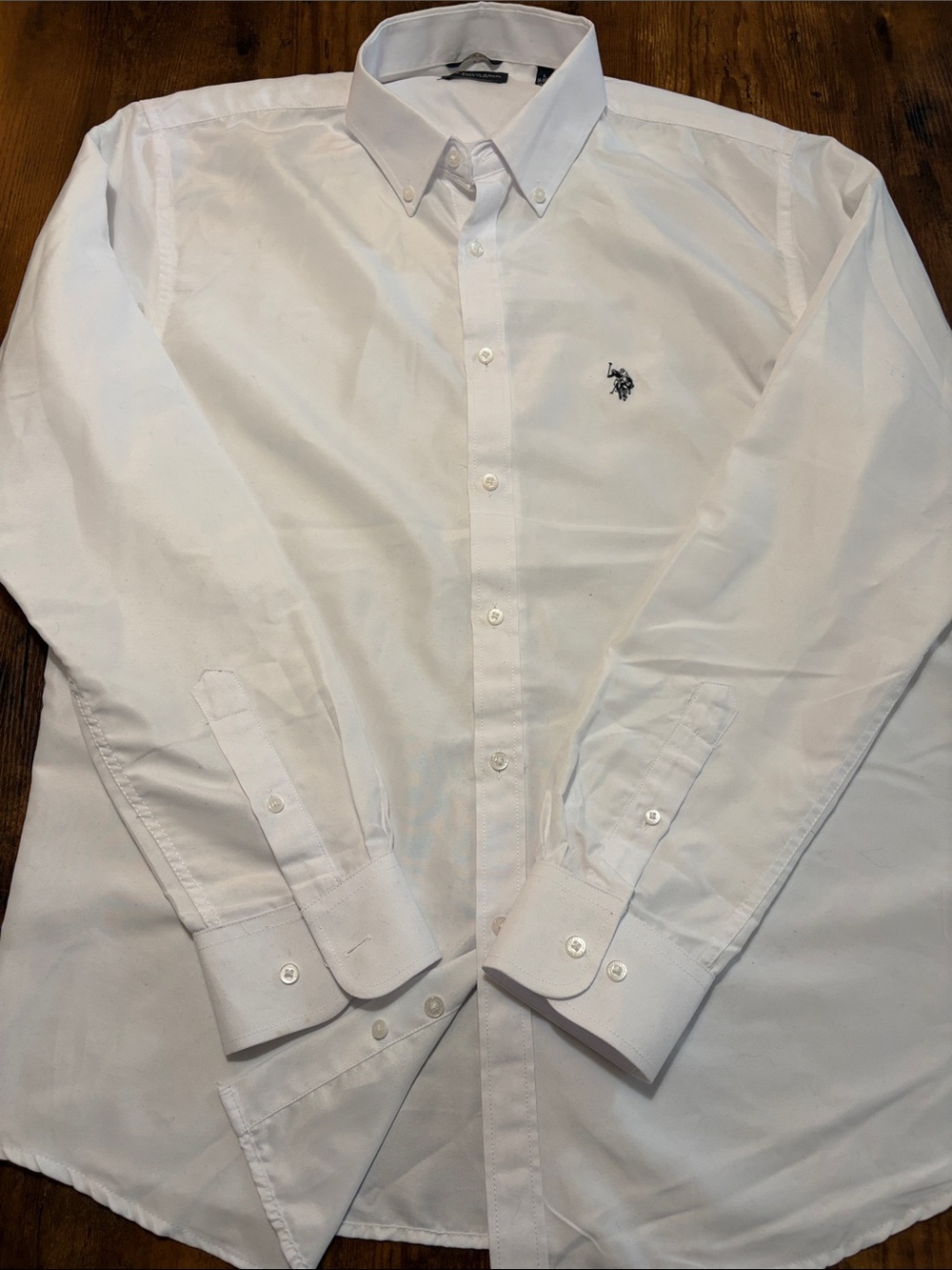 U.S. Polo Assn. White Long-Sleeve Button-Down Dress Shirt